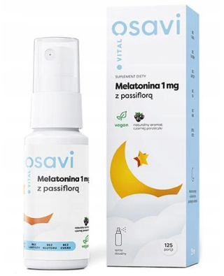 Osavi - Melatonina z Passiflorą Spray Doustny - 1mg (Czarna Porzeczka) - 25 ml.