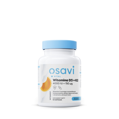 Osavi - Witamina D3 + K2 - 4000IU + 150mcg - 60 softgels