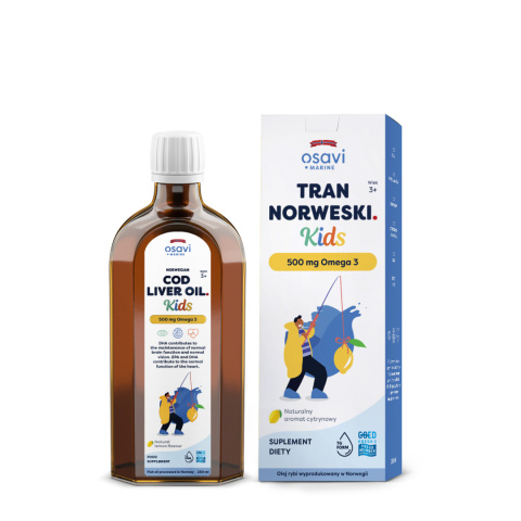 Osavi - Tran Norweski Kids - 500mg Omega 3 (Cytryna) - 250 ml.