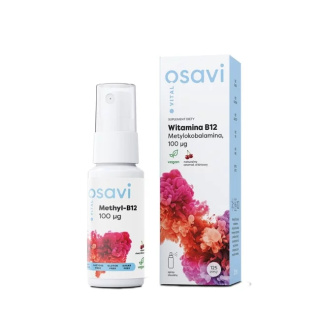 Osavi - Witamina B12 (Metylokobalamina) Spray Doustny, 100mcg (Wiśnia) - 25 ml.