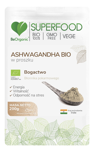 BeOrganic - Ashwagandha BIO w proszku 200g