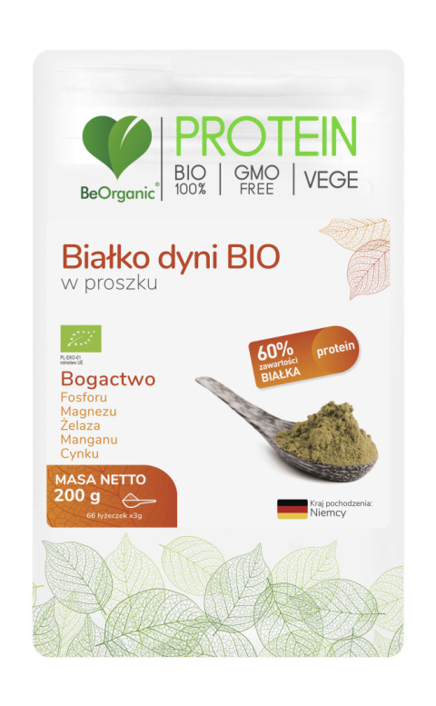 BeOrganic - Białko dyni BIO w proszku 200g - 60% białka