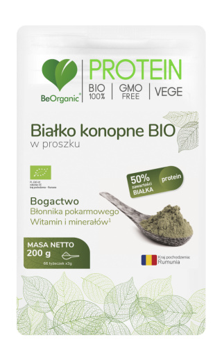 BeOrganic - Białko konopne BIO w proszku 200g - 48% białka