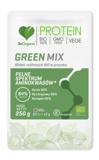 BeOrganic - Green MIX białek roślinnych BIO w proszku 250g