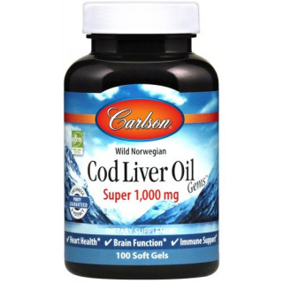 Carlson Labs - Wild Norwegian Cod Liver Oil Gems, 1000mg - 100 kapsułek