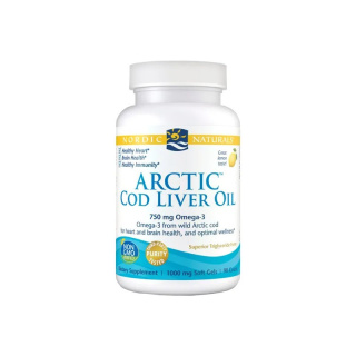 Nordic Naturals Arctic Cod Liver Oil - 750mg Lemon - 90 kapsułek