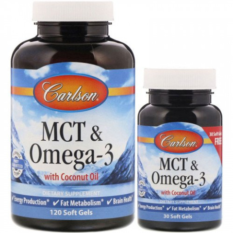 Carlson Labs - MCT & Omega-3 - 120 + 30 kapsułek