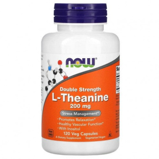 NOW Foods - Double Strength L-Theanine - 120 kapsułek wegańskich (200 mg)