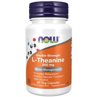NOW Foods - Double Strength L-Theanine - 60 kapsułek wegańskich (200 mg)