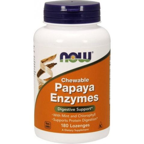 NOW Foods - Papaya Enzyme Chewable - 180 tabletek do ssania
