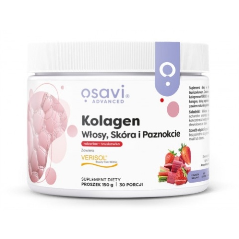 Osavi - Kolagen (Włosy, Skóra i Paznokcie) - Rabarbar & Truskawka - 150 grams